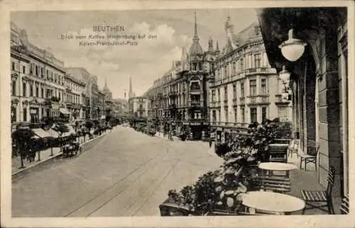 Ak Bytom Beuthen Oberschlesien, Kaffee Hindenburg, Kaiser-Franz-Josef-Platz