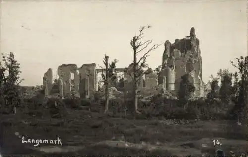 Foto Ak Langemark Poelkapelle Westflandern, Kriegszerstörungen, I. WK