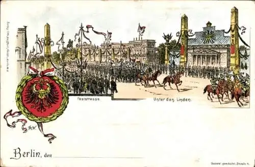 Litho Berlin Mitte, Unter den Linden, Feststraße, Parade