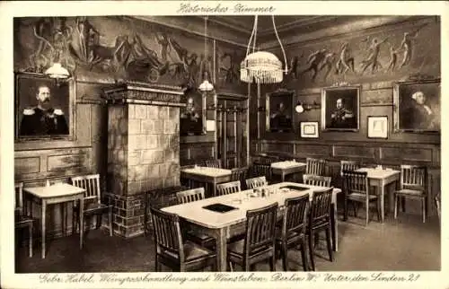 Ak Berlin, Weingroßhandlung Gebr. Habel, Historisches Zimmer, Unter den Linden 21