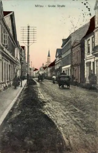 Ak Jelgava Mitau Lettland, Große Straße, Straßenpartie