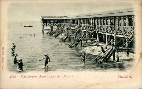 Ak Lido di Venezia Veneto, Stabilimento Bagni visto dal Mare