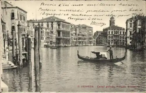 Ak Venezia Venedig Veneto, Canal Grande Palazzo Browning