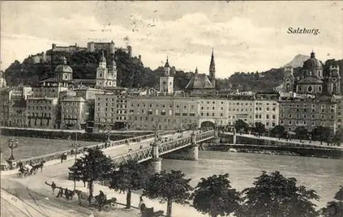 Ak Salzburg in Österreich, Teilansicht, Brücke