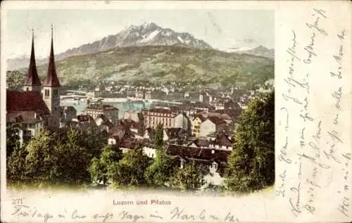 Ak Luzern Stadt Schweiz, Gesamtansicht, Pilatus