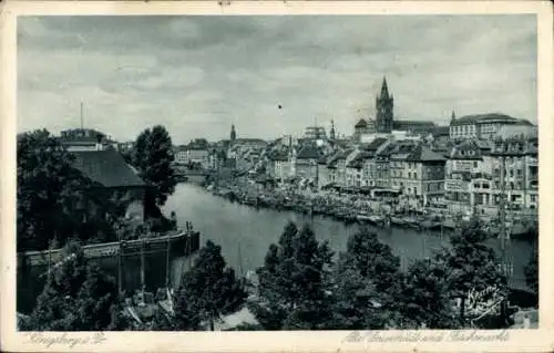 Ak Kaliningrad Königsberg Ostpreußen, alte Universität und Fischmarkt