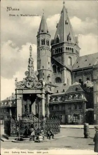 Ak Mainz am Rhein, Dom, Marktbrunnen