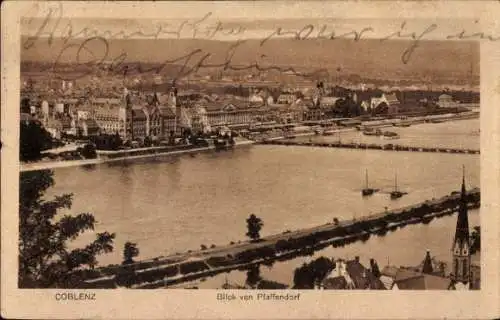 Ak Koblenz am Rhein, Blick von Pfaffendorf, Panorama