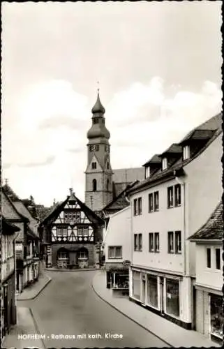 Ak Hofheim im Taunus Hessen, Rathaus, katholische Kirche