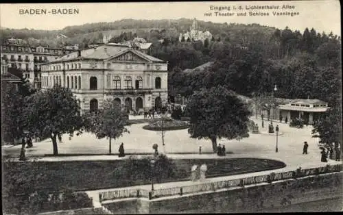 Ak Baden Baden am Schwarzwald, Lichtenthaler Allee, Theater, Schloss Venningen