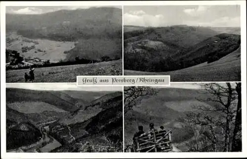 Ak Presberg Rüdesheim am Rhein, Panorama