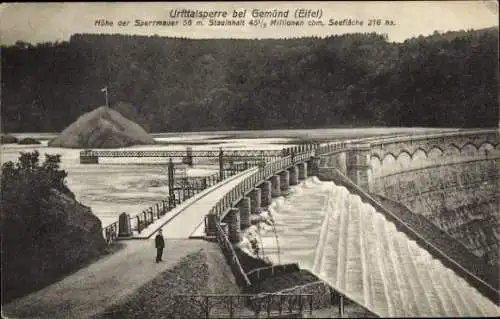 Ak Gemünd Schleiden in der Eifel, Urft-Talsperre, Sperrmauer