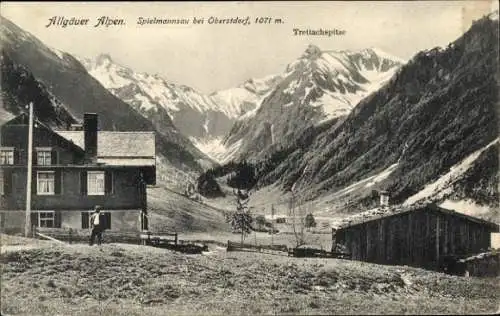 Ak Spielmannsau Oberstdorf im Oberallgäu, Trittachspitze, Panorama