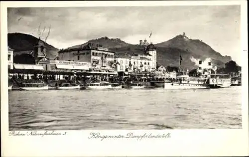 Ak Königswinter am Rhein, Dampferlandestelle, Hotels, Drachenfels