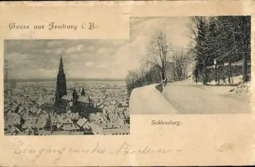 Ak Freiburg im Breisgau, Schlossberg, Münster zur schönen Frau, Panorama