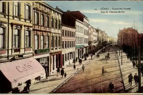 Ak Düren im Rheinland, Eisenbahnstraße, Cafe