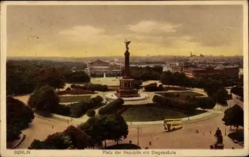 Ak Berlin Tiergarten, Siegessäule, Platz der Republik