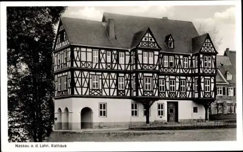 Ak Bad Nassau an der Lahn, Rathaus, Fachwerkhaus