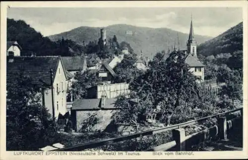 Ak Eppstein im Taunus, Blick vom Bahnhof, Teilansicht, Kirche