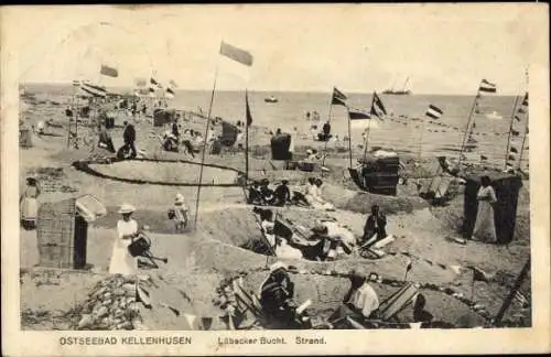 Ak Kellenhusen an der Ostsee in Ostholstein, Lübecker Bucht, Strand, Strandkörbe, Personen