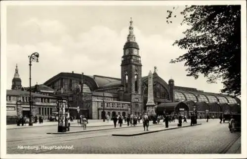 Ak Hamburg Mitte St. Georg, Hauptbahnhof, Straßenseite