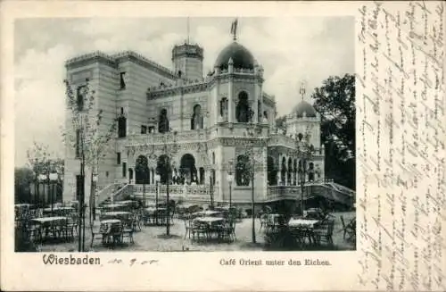 Ak Wiesbaden in Hessen, Café Orient unter den Eichen