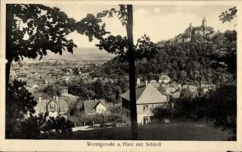 Ak Wernigerode im Harz, Schloss, Panorama