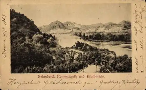 Ak Rolandseck Remagen am Rhein, Nonnenwerth, Drachenfels