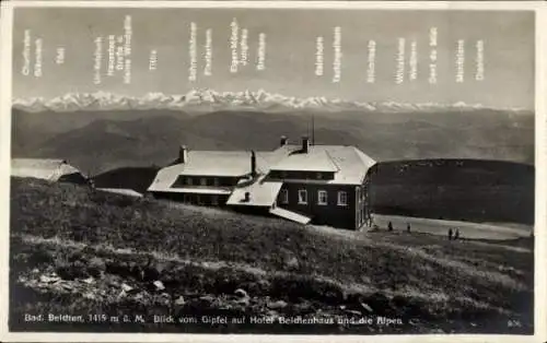 Ak Aitern im Schwarzwald, Badischer Belchen, Belchenhotel, Blick vom Gipfel, Hotel Belchenhaus
