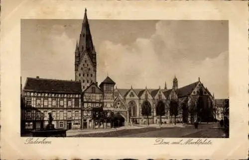 Ak Paderborn in Westfalen, Dom, Marktplatz