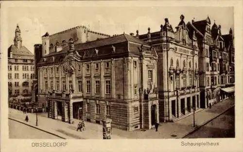 Ak Düsseldorf am Rhein, Schauspielhaus, Litfaßsäule