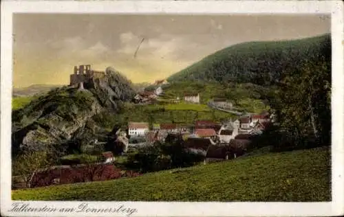 Ak Falkenstein am Donnersberg Pfalz, Gesamtansicht, Ruine