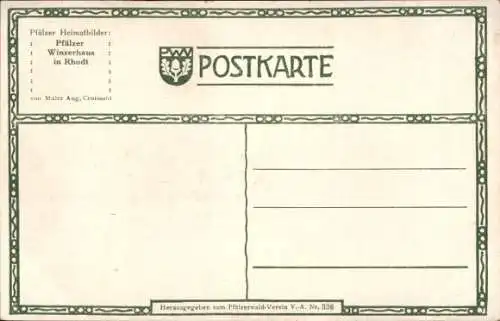 Künstler Ak Croissant A., Rhodt, Pfälzer Winzerhaus