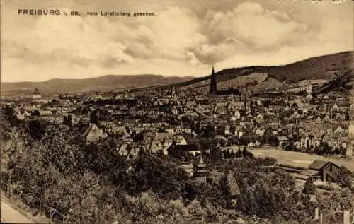 Ak Freiburg im Breisgau, Blick vom Lorettoberg, Panorama