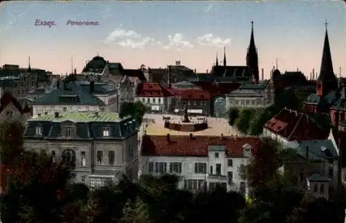 Ak Essen im Ruhrgebiet, Panorama, Denkmal, Kirchturm