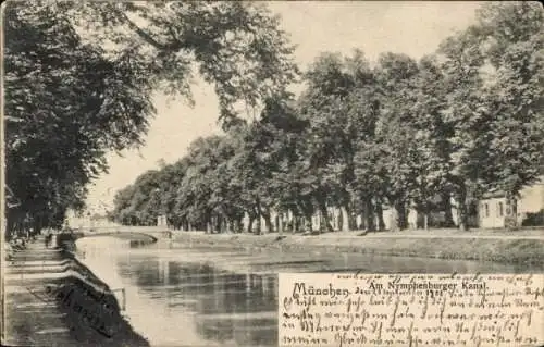 Ak München, Nymphenburger Kanal, Brücke