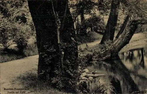 Ak Berlin Tempelhof, im Park, Ente