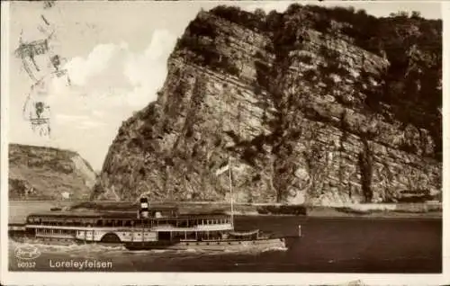 Ak Sankt Goarshausen am Rhein, Loreley, Schiff