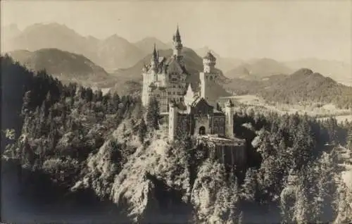 Ak Hohenschwangau Schwangau im Ostallgäu, Schloss Neuschwanstein, Panorama