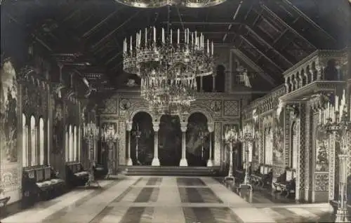 Ak Hohenschwangau Schwangau im Ostallgäu, Schloss Neuschwanstein, Festsaal, Sängerlaube