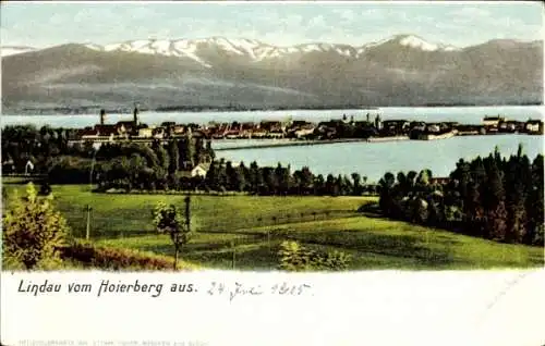 Ak Lindau am Bodensee Schwaben, Blick vom Hoiersberg, Panorama