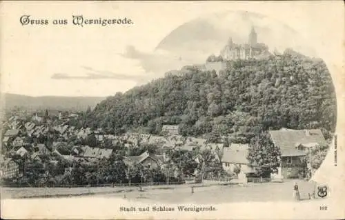 Ak Wernigerode im Harz, Schloss, Panorama