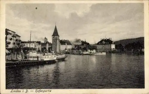 Ak Lindau am Bodensee Schwaben,  Hafen