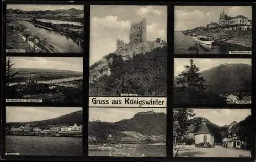Ak Königswinter am Rhein, Drachenfels, Drachenburg, Petersberg, Siebengebirge