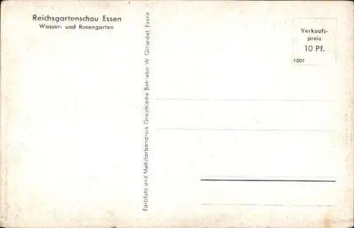 Ak Essen, Reichsgartenschau 1938, Wasser und Rosengarten