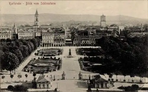 Ak Karlsruhe in Baden, Blick vom Schlossturm, Teilansicht