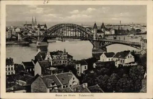 Ak Bonn Rhein, Blick auf die Stadt mit Brücke