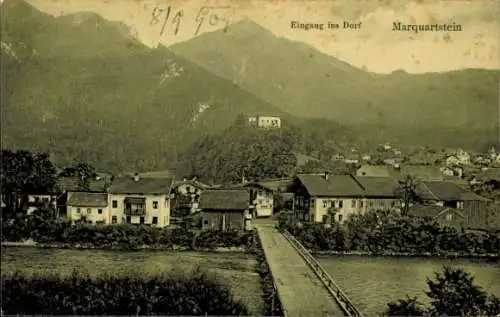Ak Marquartstein im Chiemgau Oberbayern, Eingang ins Dorf