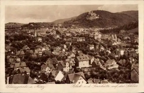 Ak Wernigerode im Harz, Blick von der Sennhütte, Schloss