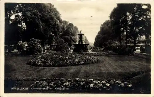 Ak Düsseldorf am Rhein, Corneliusplatz, Königsallee, Springbrunnen